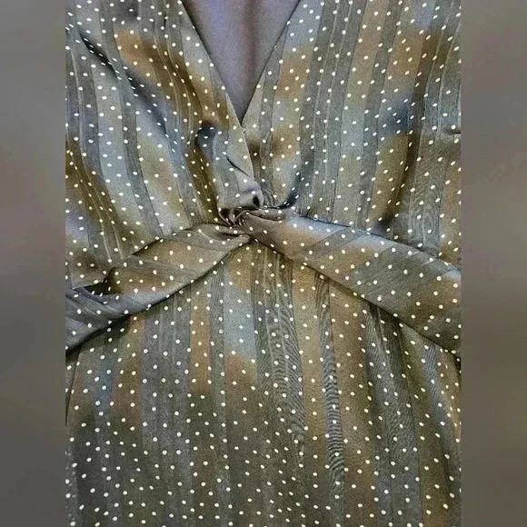 Banana Republic Factory Sleeveless Polka Dot Dress White & Navy Blue, Size 0 - Picture 3 of 6
